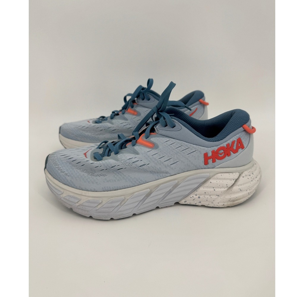 Hoka Gaviota 4 Running Shoes 9.5 Blue Orange Mesh Athletic Sneakers Gym Training